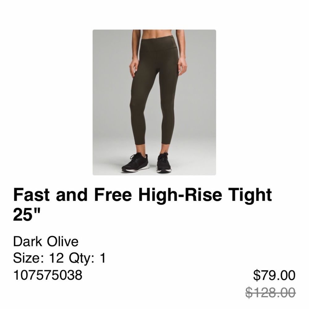 NWOT Lululemon Athletica Olive Leggings